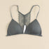 Triangle Cups Front Buckle Bras, Lace Stitching Beauty Back Bra With Removable Pads, Women&