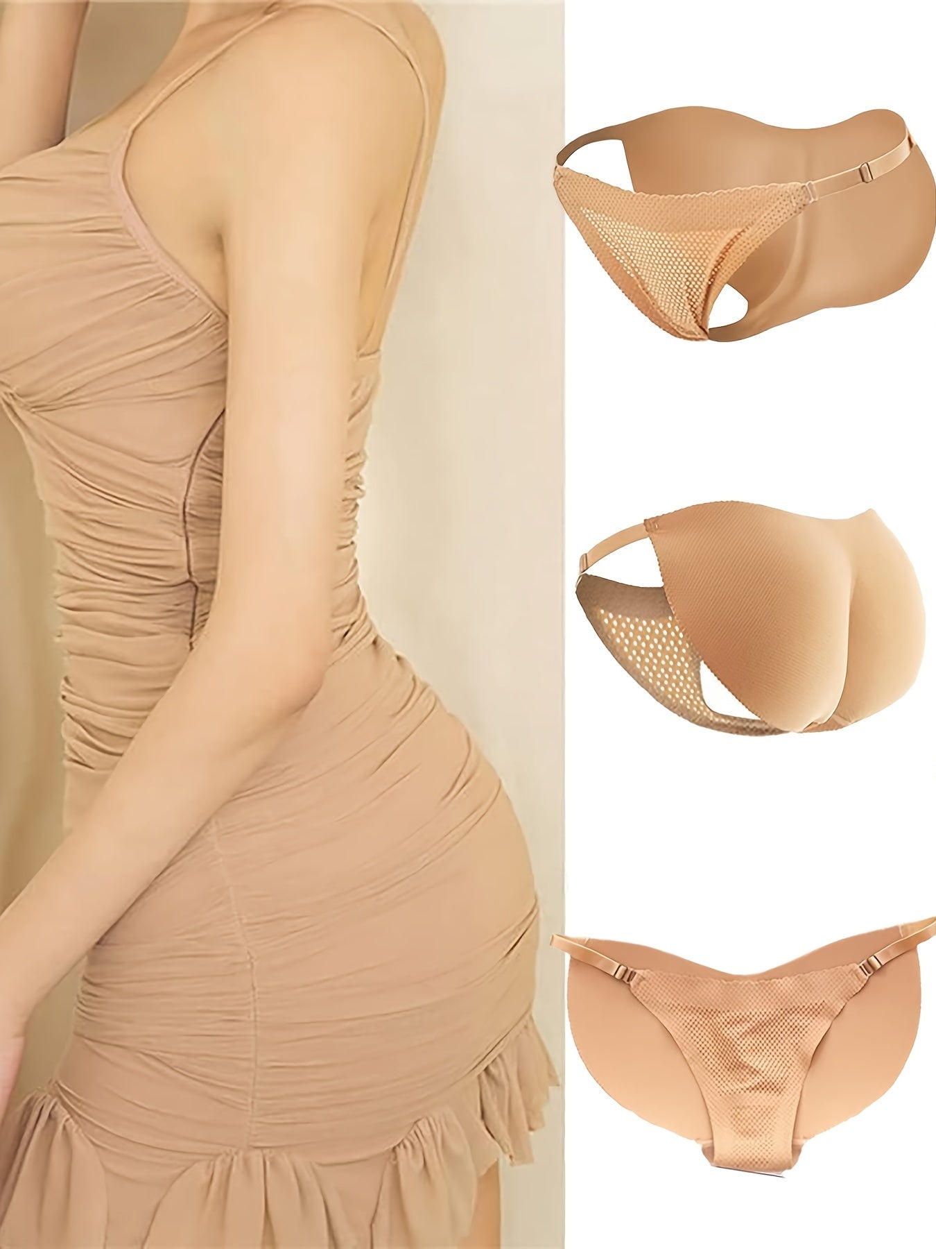 Fake Butt Lifting Bikini Panties, Breathable & Thin Invisible Intimates Panties, Women&