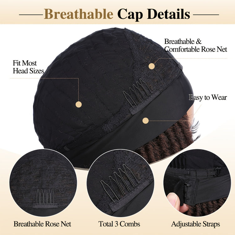 Headband Wig Headband Dreadlock Curly Hair Synthetic Wig Locs Crochet Hair Dark Brown/ Black/ 99J Ginger Color Crochet Twist Braids Hair Wigs Afro Curly Synthetic Hair Braiding Wig African Hairstyle For Women - Lena & Miles Exquisite Boutique LLC.