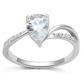 3W1389 - Rhodium 925 Sterling Silver Ring with AAA Grade CZ  in Clear-0