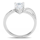 3W1389 - Rhodium 925 Sterling Silver Ring with AAA Grade CZ  in Clear-2