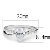 3W1389 - Rhodium 925 Sterling Silver Ring with AAA Grade CZ  in Clear-1