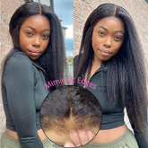 Kinky Straight 4C Edges Wig Human Hair 13x4 Lace Front Human Hair Wigs Yaki Straight Lace Front Wig For Women Brazilian Remy Human Hair Wig With Curly Baby Hair 18-30 Inch Natural Color - Lena & Miles Exquisite Boutique LLC.