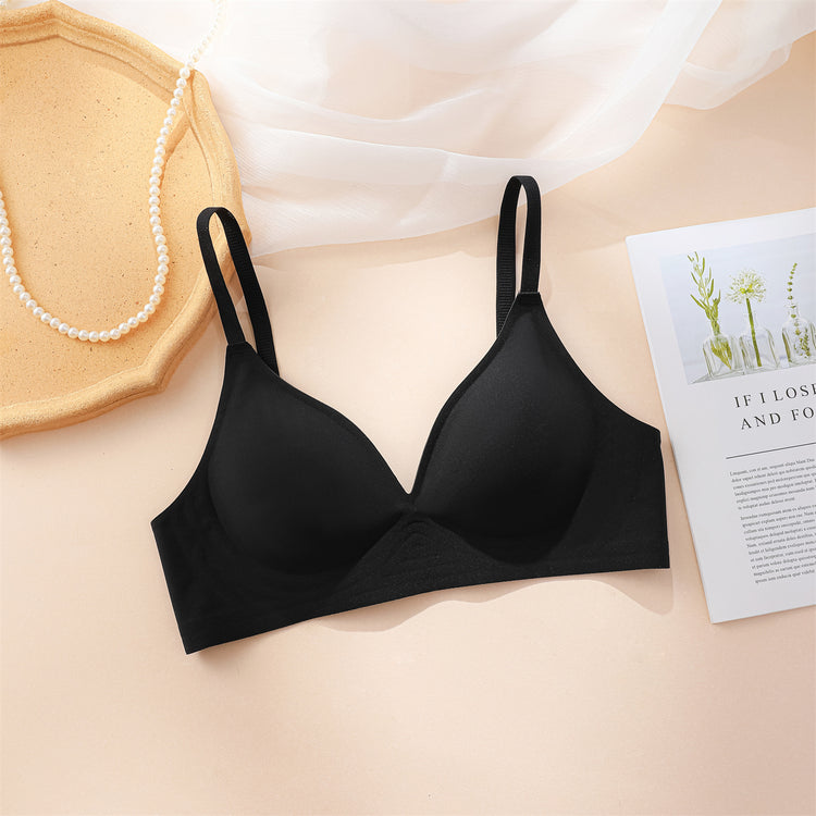 Simple Solid Wireless Bra, Comfy & Breathable Stretch Intimates Bra, Women&