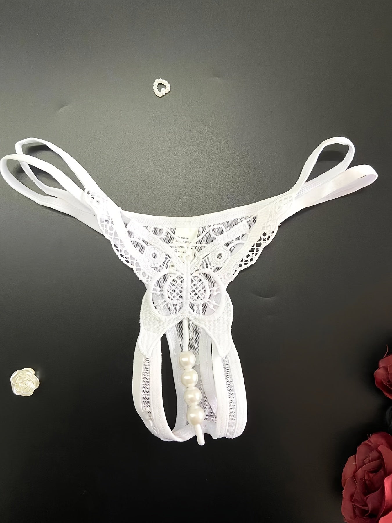 Sexy Butterfly Embroidery Thongs - Sheer Mesh Panties With Open Crotch For Women&