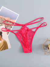 3pcs Cut-out Lace Thongs, Semi Sheer Thin Belt Intimates Panties, Women&