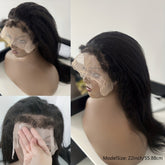 Kinky Straight 4C Edges Wig Human Hair 13x4 Lace Front Human Hair Wigs Yaki Straight Lace Front Wig For Women Brazilian Remy Human Hair Wig With Curly Baby Hair 18-30 Inch Natural Color - Lena & Miles Exquisite Boutique LLC.