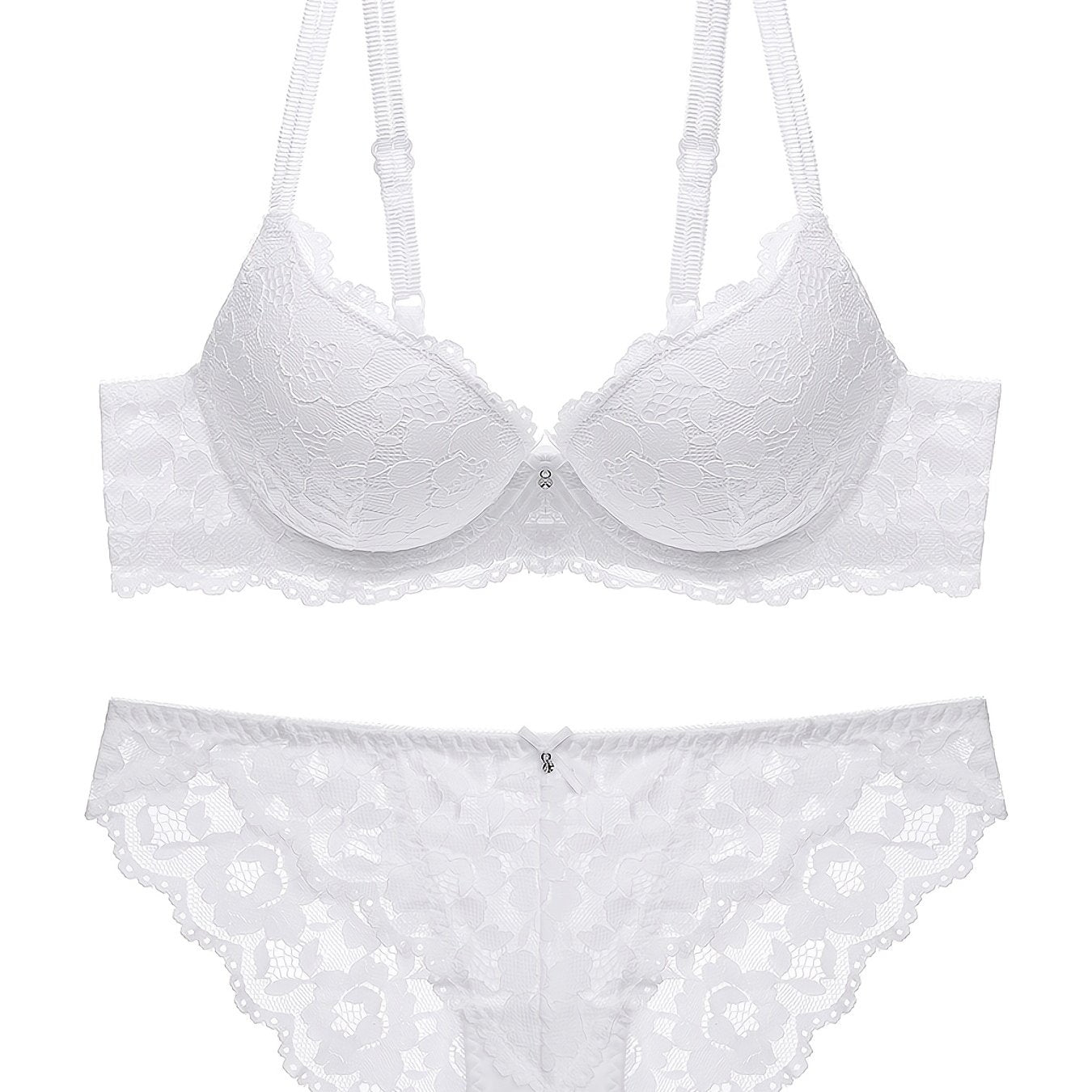 Romantic Lace Embroidery Lingerie Set - Soft & Breathable Push-Up Bra with Sheer Panty - Perfect Seductive Valentines Gift for Her - Womens Comfortable Intimate Wear - Lena & Miles Exquisite Boutique LLC.