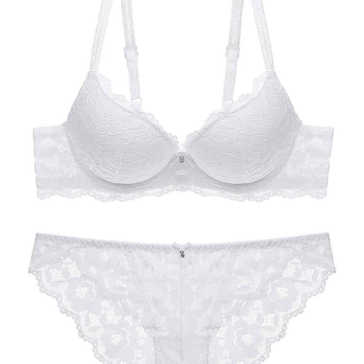 Romantic Lace Embroidery Lingerie Set - Soft & Breathable Push-Up Bra with Sheer Panty - Perfect Seductive Valentines Gift for Her - Womens Comfortable Intimate Wear - Lena & Miles Exquisite Boutique LLC.