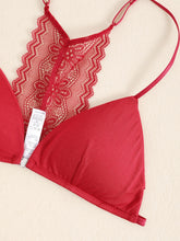 Triangle Cups Front Buckle Bras, Lace Stitching Beauty Back Bra With Removable Pads, Women&