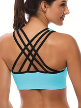 3pcs Criss Cross Back Sports Bras, Comfy & Breathable versatile Fitness Tank Bra, Women&