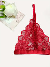 Sexy Floral Lace Lingerie Set - Triangle Cups Plunge Bra, Semi-Sheer Panties, Adjustable Straps, Comfortable Fit - Womens Romantic Underwear for Date Night or Special Occasions - Lena & Miles Exquisite Boutique LLC.