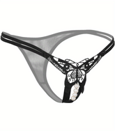 Sexy Butterfly Embroidery Thongs - Sheer Mesh Panties With Open Crotch For Women&