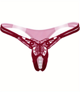 Sexy Butterfly Embroidery Thongs - Sheer Mesh Panties With Open Crotch For Women&