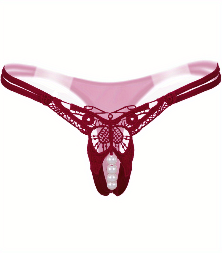 Sexy Butterfly Embroidery Thongs - Sheer Mesh Panties With Open Crotch For Women&