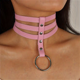Punk Hollow Faux Leather Choker Necklace - Adjustable Three-Strap Design for a Customizable Fit, Premium Artificial Leather for a Luxurious Feel, Sexy Womens Lingerie and Underwear Accessory for a Romantic Evening or Night Ou - Lena & Miles Exquisite Boutique LLC.