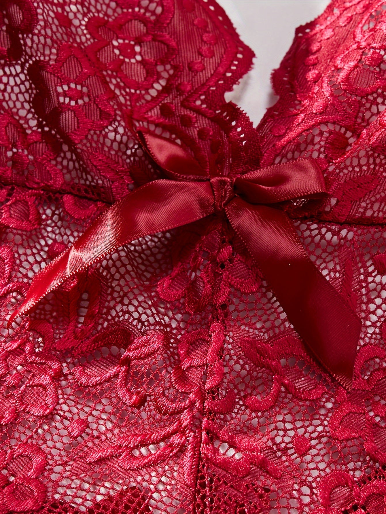 Plus Size Seductive Floral Lace Bodysuit - Plunging Halter Neck, Open Crotch, Medium Stretch, Sheer, Knit Fabric, Polyester Material - Sexy Lingerie for Women - Lena & Miles Exquisite Boutique LLC.