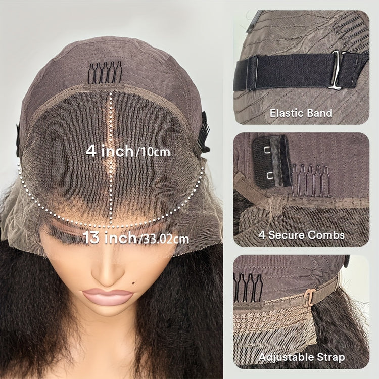 180% Density Afro Kinky Curly Lace Wig - Lace Wigs With 4B Hairline, Transparent HD Lace, Preplucked Mongolian Hair, 13x4 Lace Frontal, Kinky Edges, Real Natural Hairline, Fluffy Hair For Women - Lena & Miles Exquisite Boutique LLC.