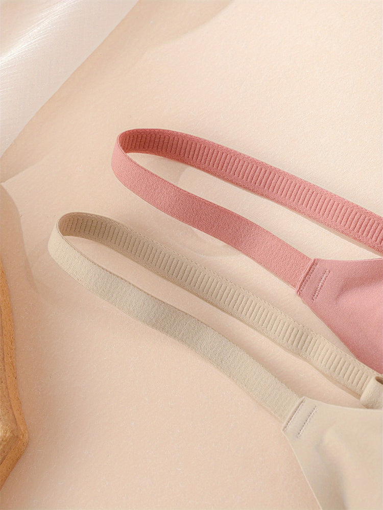 Simple Solid Wireless Bra, Comfy & Breathable Stretch Intimates Bra, Women&