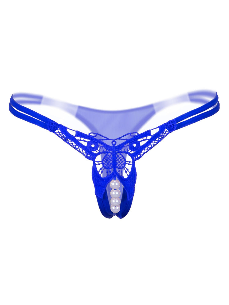 Sexy Butterfly Embroidery Thongs - Sheer Mesh Panties With Open Crotch For Women&