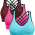 3pcs Criss Cross Back Sports Bras, Comfy & Breathable versatile Fitness Tank Bra, Women&
