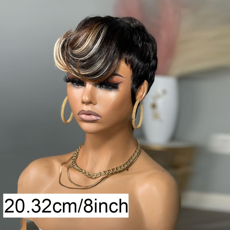 Brazilian Remy Human Hair Pixie Cut Wigs for Women - Glueless Wear & Go Wig with Layered Body Wave, 150% Density Rose Net Cap, Multi-Color Options for Halloween, Music Festivals & Carnaval, Festive Hair Wig | Modern Hairstyle - Lena & Miles Exquisite Boutique LLC.