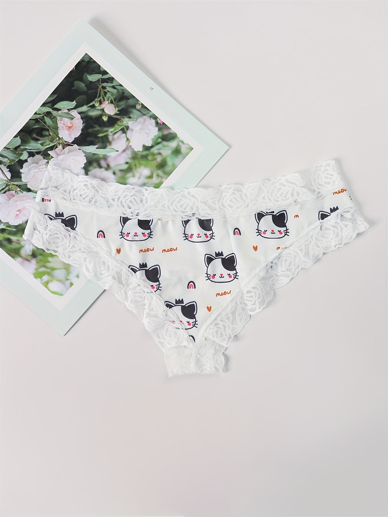 Adorable Heart Print Hipster Panties with Festive Lace Trim - Low Waist, Soft & Comfortable Intimates for Women - Perfect Kings Day Lingerie - Lena & Miles Exquisite Boutique LLC.