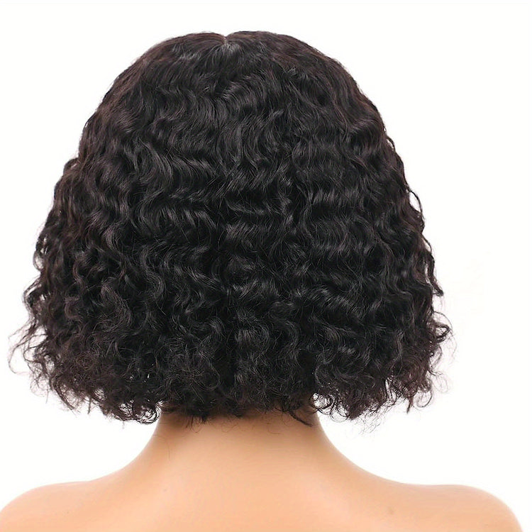 Beaushine Luxury Bob Human Hair Wigs - Short Water Wave Wet Wavy Style for Black Women - 10inch 13x4x1 Middle Part, Glueless Lace Closure, Pre-Plucked, 150% Density - Naturally Luscious and Easy to Style - Lena & Miles Exquisite Boutique LLC.