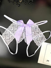 Semi-Sheer Jacquard Knit Briefs - Contrast Lace, Cut Out Scallop Trim, Open Crotch, Hand Wash Only, Sexy Womens Lingerie & Underwear for Adults - Lena & Miles Exquisite Boutique LLC.