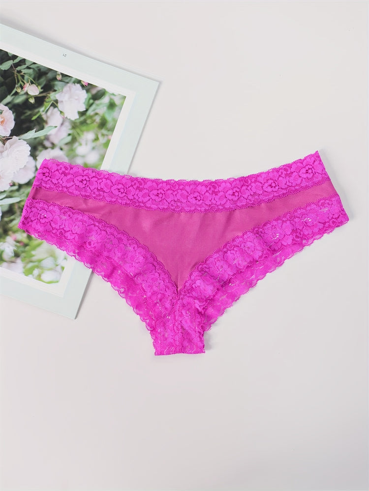 Adorable Heart Print Hipster Panties with Festive Lace Trim - Low Waist, Soft & Comfortable Intimates for Women - Perfect Kings Day Lingerie - Lena & Miles Exquisite Boutique LLC.