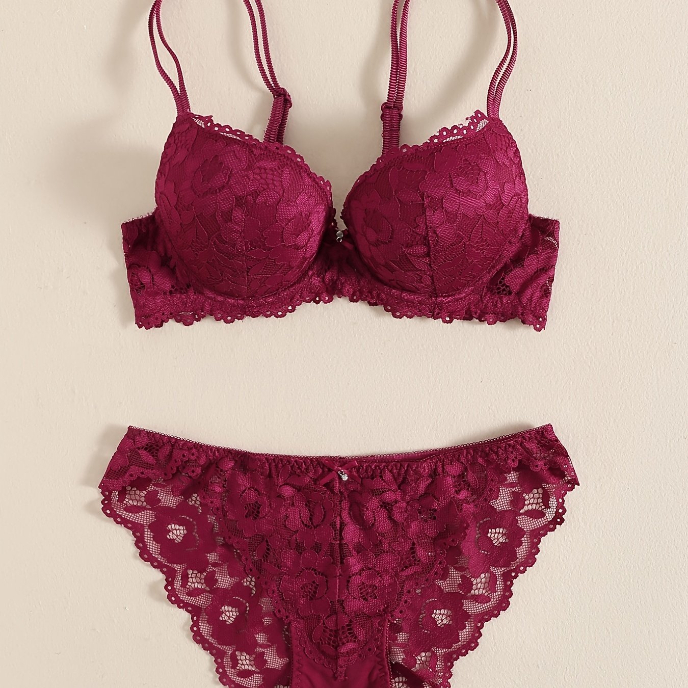 Romantic Lace Embroidery Lingerie Set - Soft & Breathable Push-Up Bra with Sheer Panty - Perfect Seductive Valentines Gift for Her - Womens Comfortable Intimate Wear - Lena & Miles Exquisite Boutique LLC.