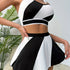 Sporty Halter Bra & Mini Skirt Lingerie Set - Colorblock, Women&