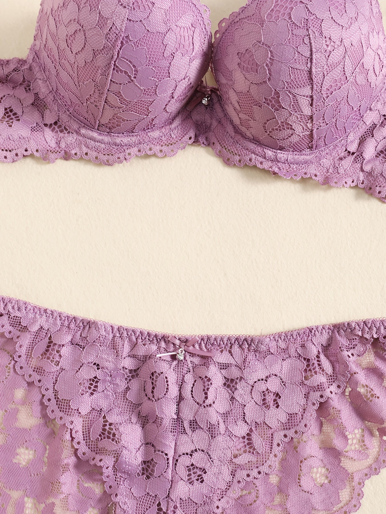 Romantic Lace Embroidery Lingerie Set - Soft & Breathable Push-Up Bra with Sheer Panty - Perfect Seductive Valentines Gift for Her - Womens Comfortable Intimate Wear - Lena & Miles Exquisite Boutique LLC.