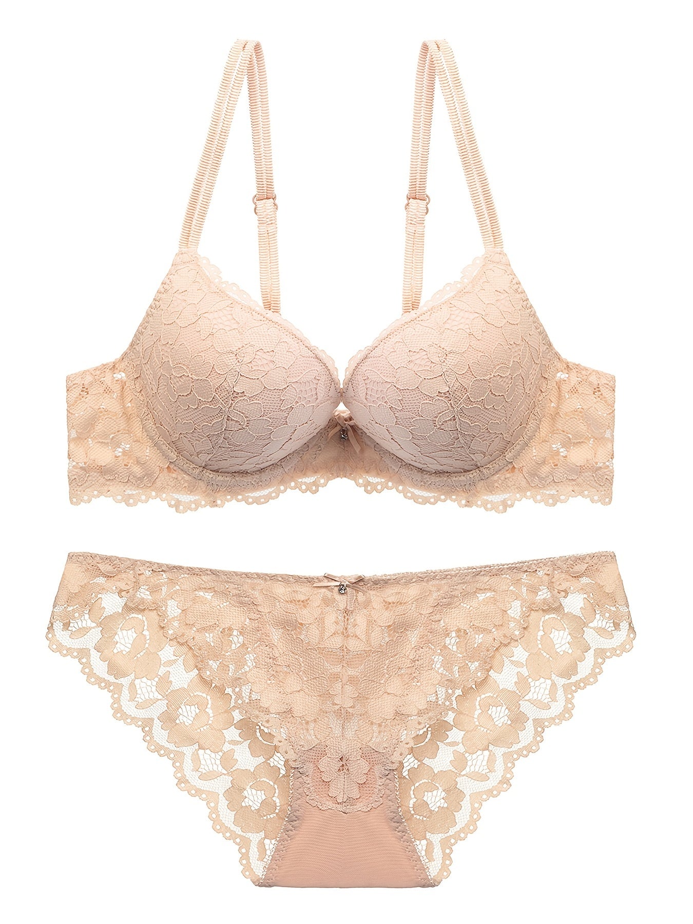Romantic Lace Embroidery Lingerie Set - Soft & Breathable Push-Up Bra with Sheer Panty - Perfect Seductive Valentines Gift for Her - Womens Comfortable Intimate Wear - Lena & Miles Exquisite Boutique LLC.