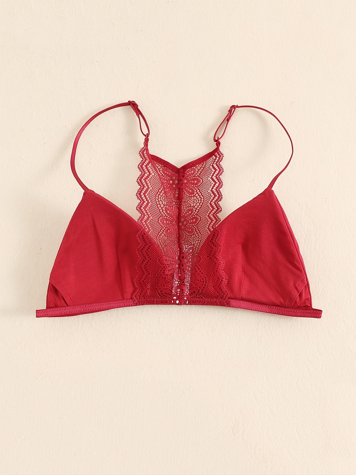 Triangle Cups Front Buckle Bras, Lace Stitching Beauty Back Bra With Removable Pads, Women&