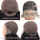 Beaushine Luxury Bob Human Hair Wigs - Short Water Wave Wet Wavy Style for Black Women - 10inch 13x4x1 Middle Part, Glueless Lace Closure, Pre-Plucked, 150% Density - Naturally Luscious and Easy to Style - Lena & Miles Exquisite Boutique LLC.