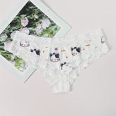 Adorable Heart Print Hipster Panties with Festive Lace Trim - Low Waist, Soft & Comfortable Intimates for Women - Perfect Kings Day Lingerie - Lena & Miles Exquisite Boutique LLC.
