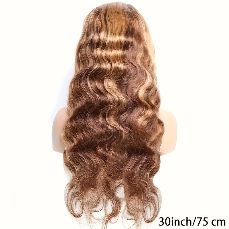 Honey Blonde Lace Front Wig Human Hair 13x4 HD Transparent 4/27 Highlight Ombre Lace Front Wigs Human Hair Pre Plucked With Baby Hair 180% Density Body Wave Glueless Human Hair Wigs For Women - Lena & Miles Exquisite Boutique LLC.