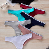 7pcs Letter Tape Thongs, Comfy & Skin-friendly Low Waist Intimates Panties, Women&