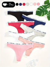 7pcs Letter Tape Thongs, Comfy & Skin-friendly Low Waist Intimates Panties, Women&