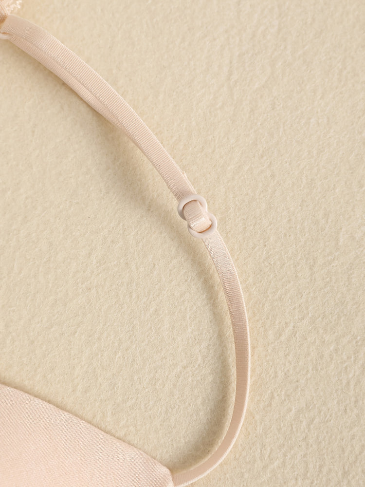 Triangle Cups Front Buckle Bras, Lace Stitching Beauty Back Bra With Removable Pads, Women&