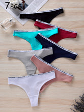 7pcs Letter Tape Thongs, Comfy & Skin-friendly Low Waist Intimates Panties, Women&