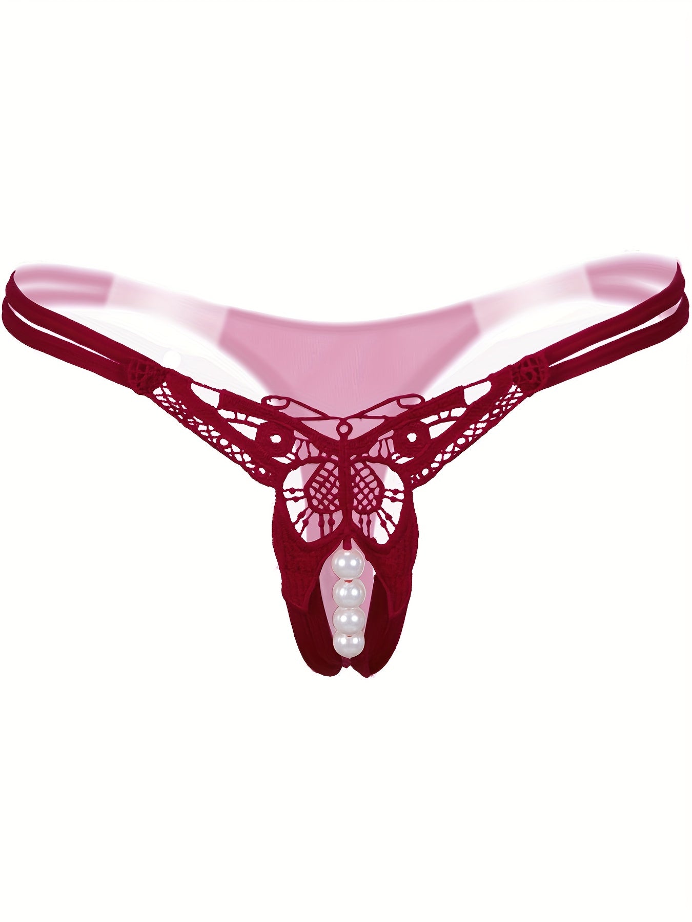 Sexy Butterfly Embroidery Thongs - Sheer Mesh Panties With Open Crotch For Women&