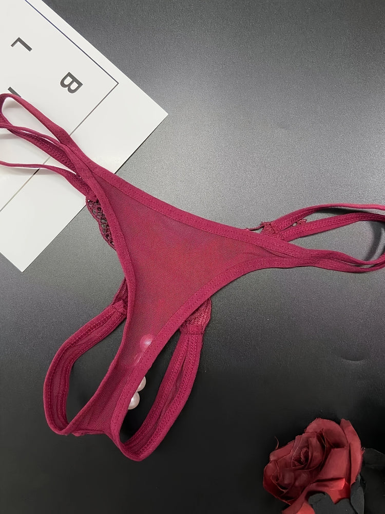 Sexy Butterfly Embroidery Thongs - Sheer Mesh Panties With Open Crotch For Women&