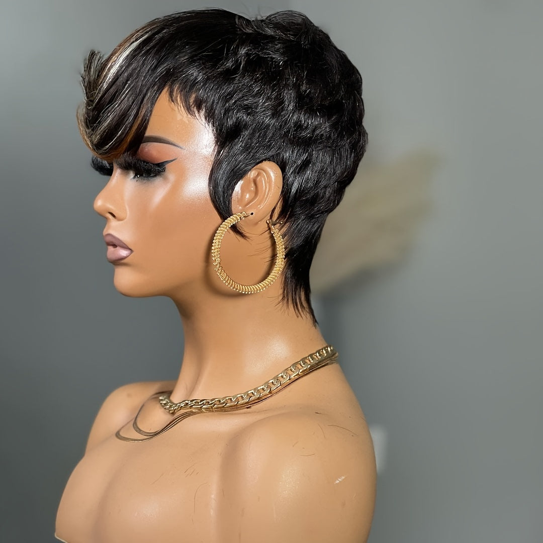 Brazilian Remy Human Hair Pixie Cut Wigs for Women - Glueless Wear & Go Wig with Layered Body Wave, 150% Density Rose Net Cap, Multi-Color Options for Halloween, Music Festivals & Carnaval, Festive Hair Wig | Modern Hairstyle - Lena & Miles Exquisite Boutique LLC.
