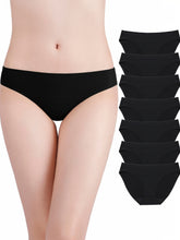 7pcs Mixed Color Bikini Panties, Breathable & Soft Elastic Panties, Women&