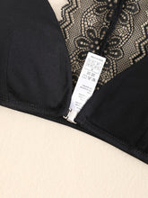 Triangle Cups Front Buckle Bras, Lace Stitching Beauty Back Bra With Removable Pads, Women&