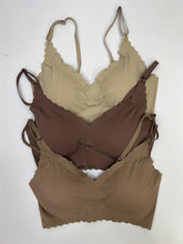 3pcs Wavy Trim Seamless Bralettes, Comfortable & Breathable Wireless Intimates Bras, Women&