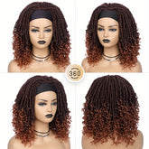 Headband Wig Headband Dreadlock Curly Hair Synthetic Wig Locs Crochet Hair Dark Brown/ Black/ 99J Ginger Color Crochet Twist Braids Hair Wigs Afro Curly Synthetic Hair Braiding Wig African Hairstyle For Women - Lena & Miles Exquisite Boutique LLC.