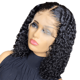 150% Density Water Wave Short Bob Wig 13x4x1 Middle T Part Lace Frontal Wig Pre Plucked Natural Hairline Cranberry Hair Remy Lace Front Human Hair Wigs For Women - Lena & Miles Exquisite Boutique LLC.